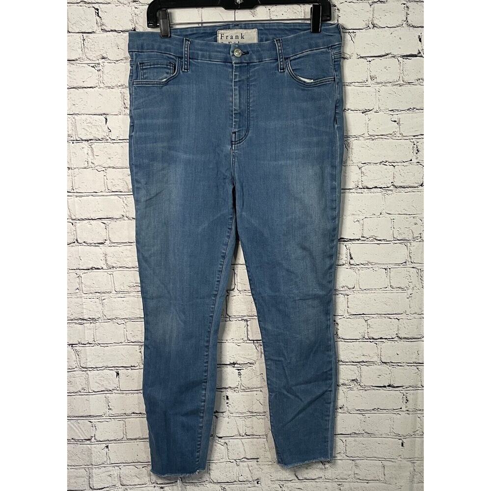 Frank & Eileen Sligo Jeans Women's 32 Blue Denim Stretch Raw Hem Skinny Mid Rise